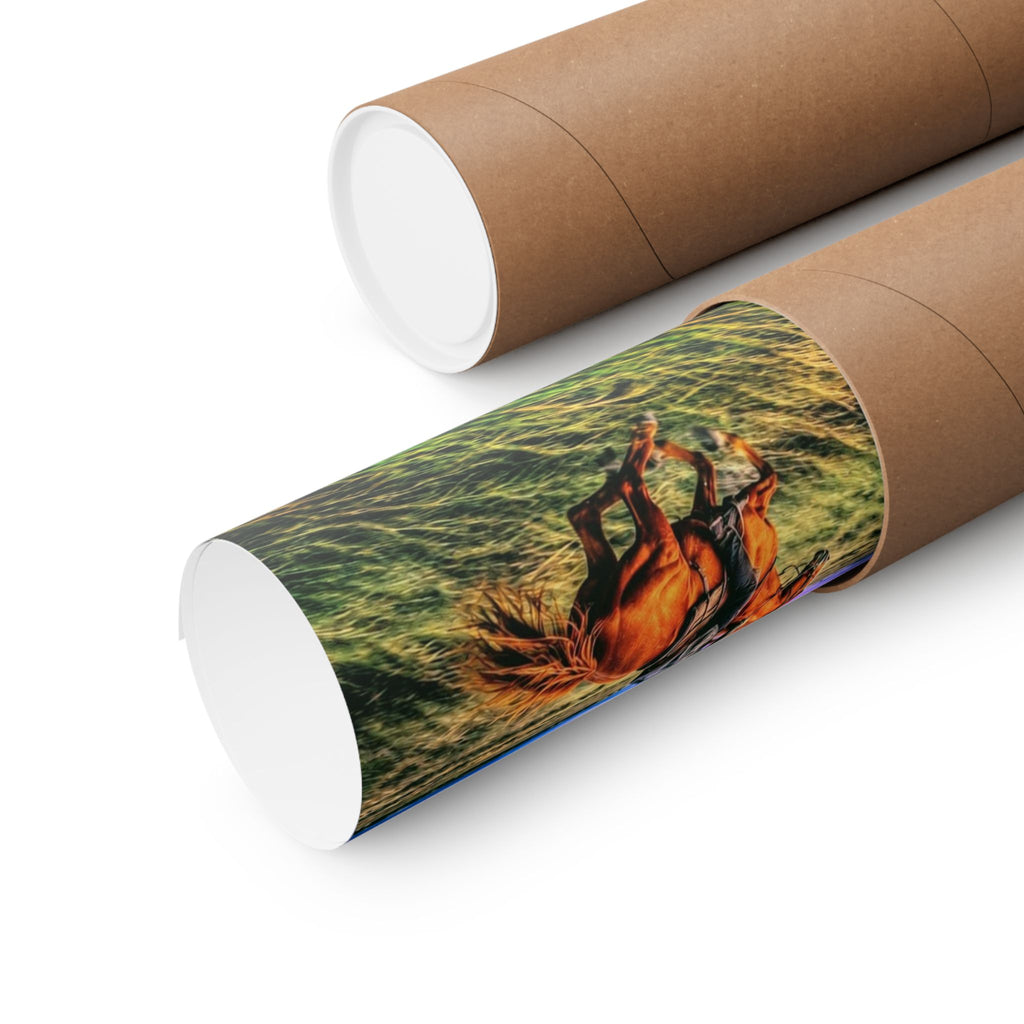 Horse & Lightning Matte Poster — Dramatic Western Wall Art