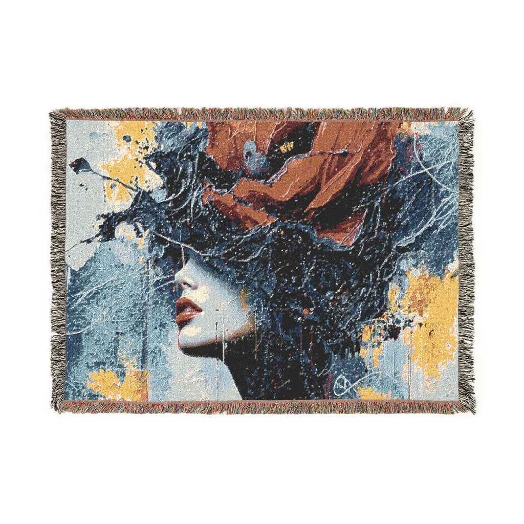 Woven Blanket — Abstract Portrait Tapestry Throw (Artistic Woman Design)