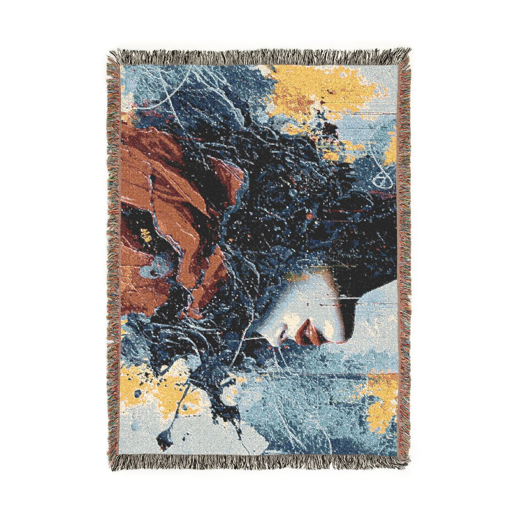 Woven Blanket — Abstract Portrait Tapestry Throw (Artistic Woman Design)