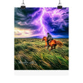 Horse & Lightning Matte Poster — Dramatic Western Wall Art